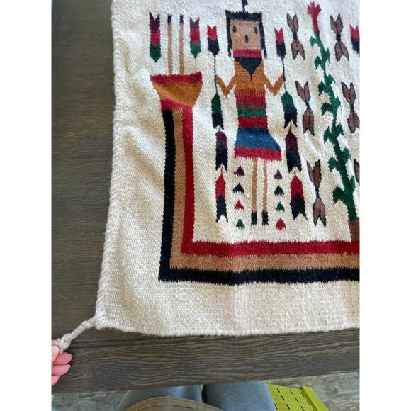 Vintage Tan Yei Navajo Style Rug Wall Hanging - Picture 11 of 16